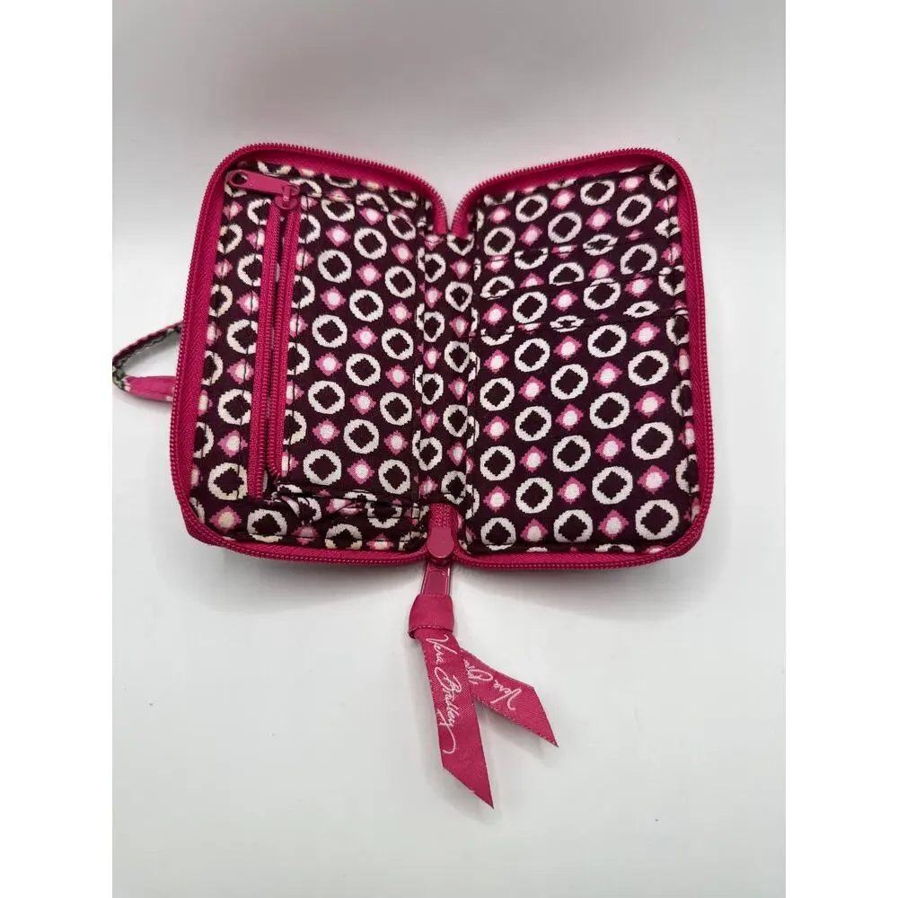 Vera Bradley Cupcakes Pink Zip Around Wristlet Wallet ID Window